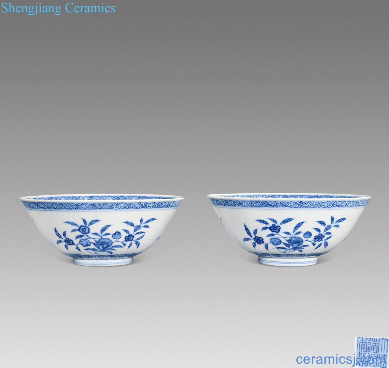 Qing daoguang Blue and white folding branches sanduo bowl (a)