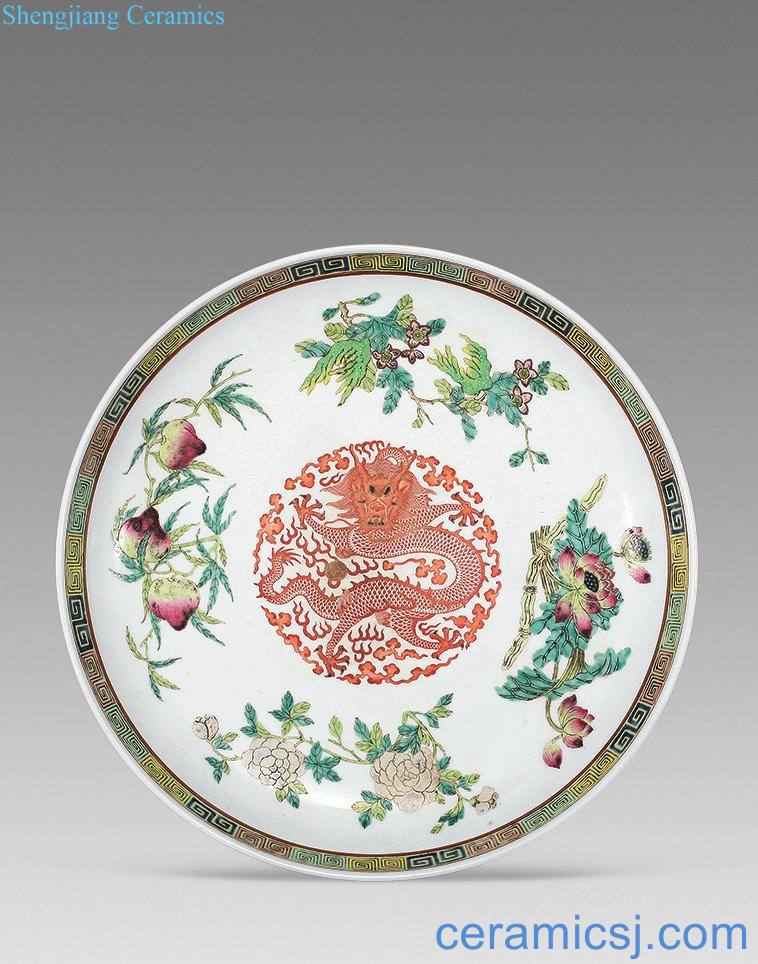 Pastel reign of qing emperor guangxu dragon flower disc