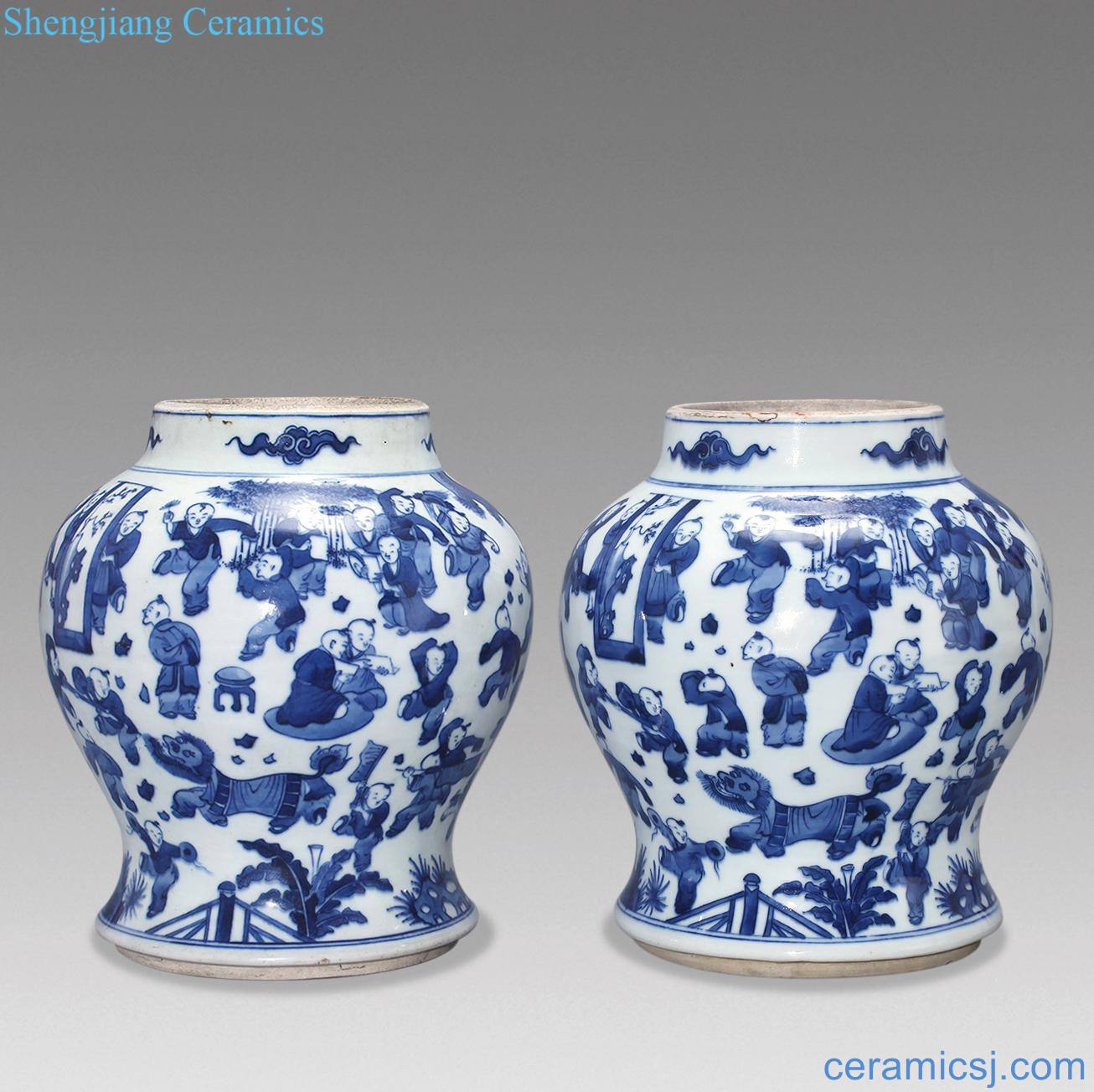 In late qing dynasty Baby play canister (a)