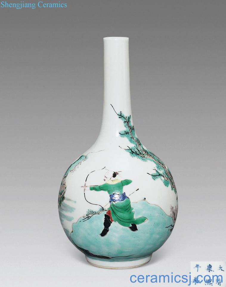 Colorful characters of the reign of emperor kangxi taper bottle