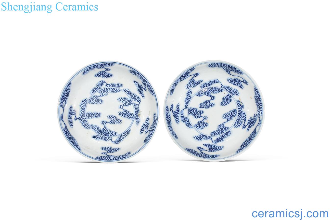 Qing guangxu Blue and white moire plate (a).