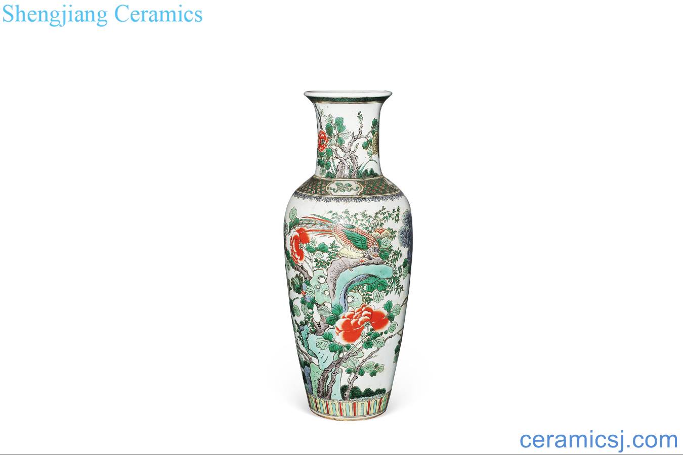 Qing guangxu Golden pheasant peony bottle