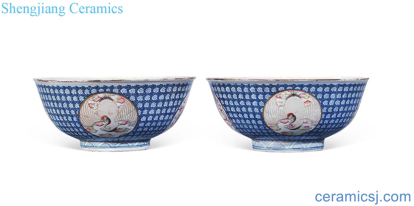 Qing guangxu Blue and white enamel longfeng bowl (a)