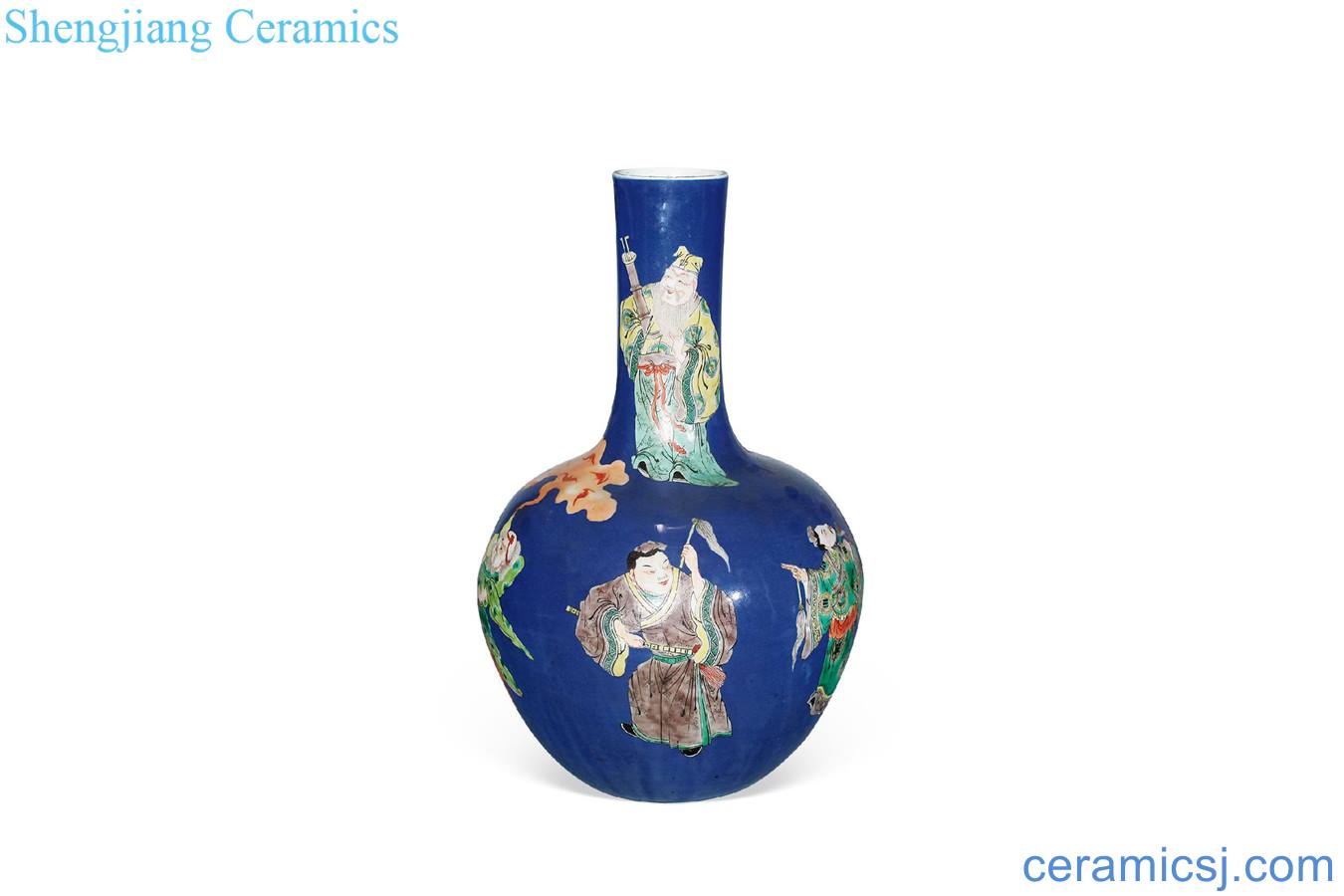 Qing guangxu The blue glaze colorful eight immortals tree