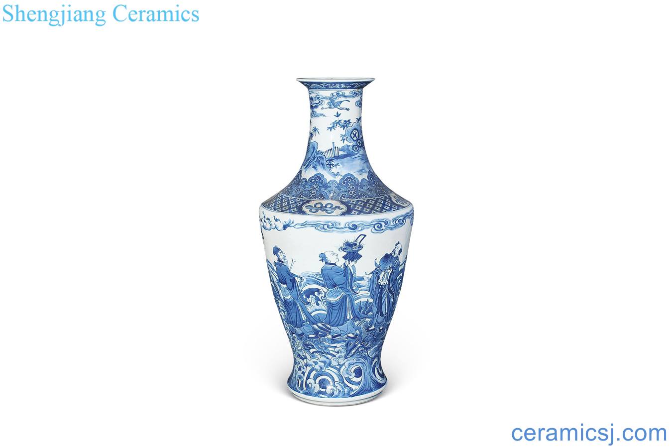 Qing guangxu Blue and white the eight immortals bottle