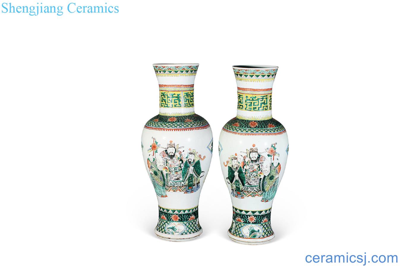 Qing guangxu Colorful characters bottle (a)