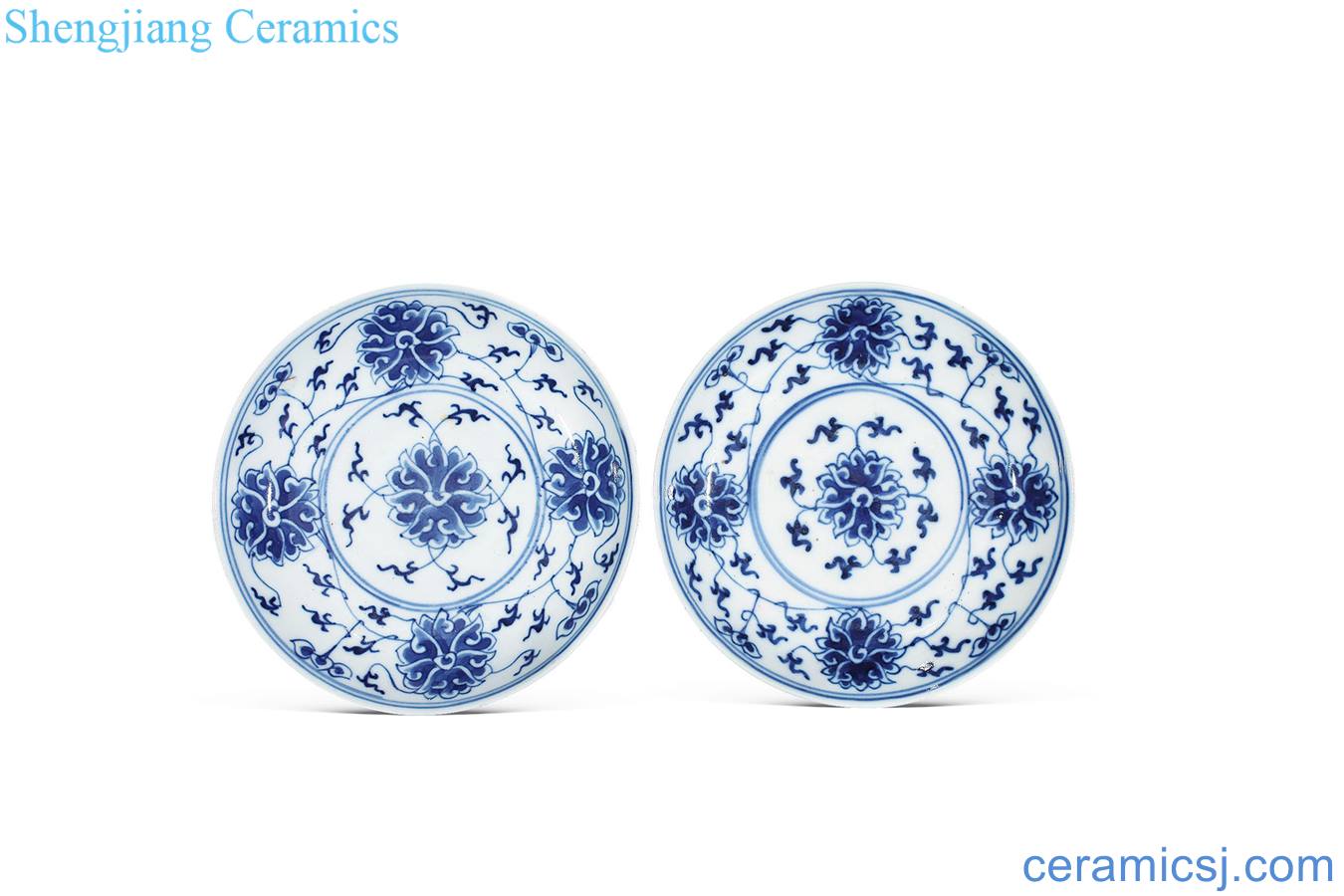 Qing guangxu Blue and white tie up lotus flower plate (a)