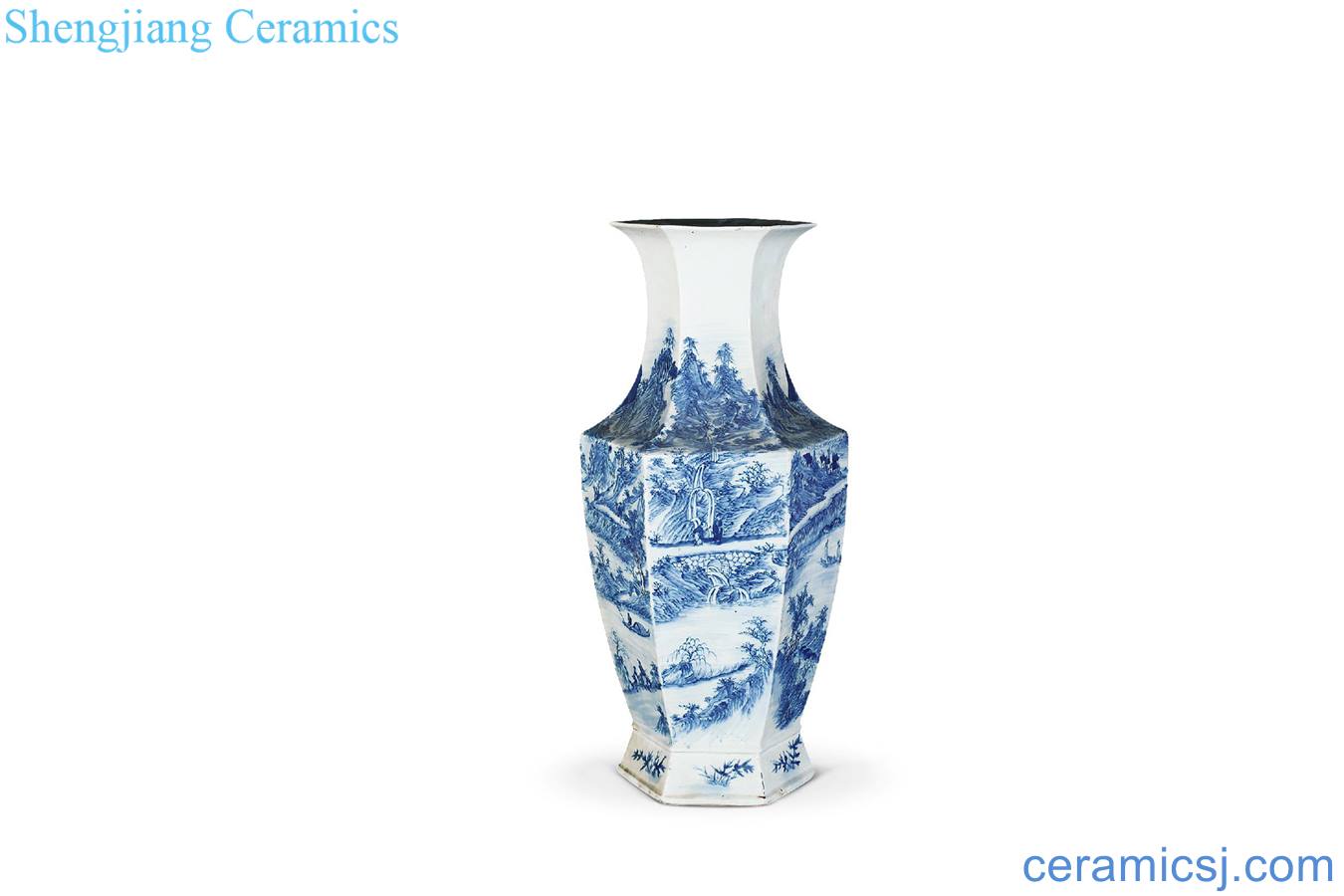Qing guangxu Blue and white vase landscapes