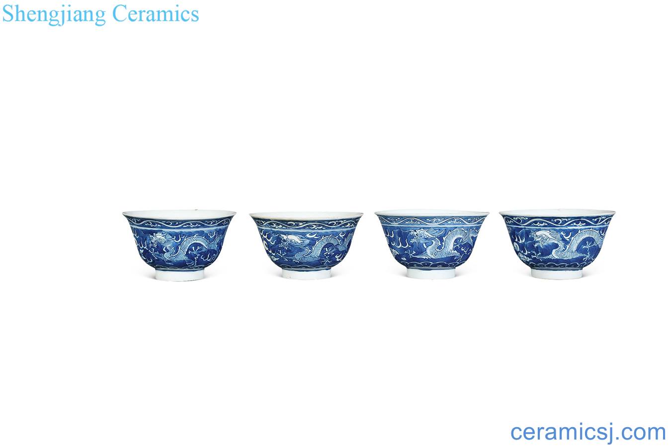 Qing guangxu Blue and white dragon bowl (4)