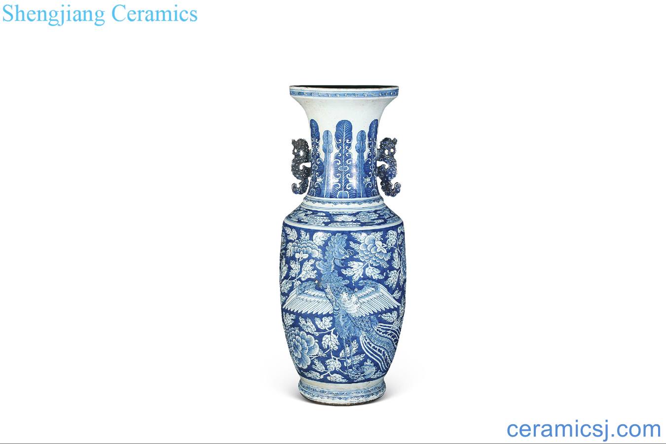 Mid qing Blue and white grain bottle