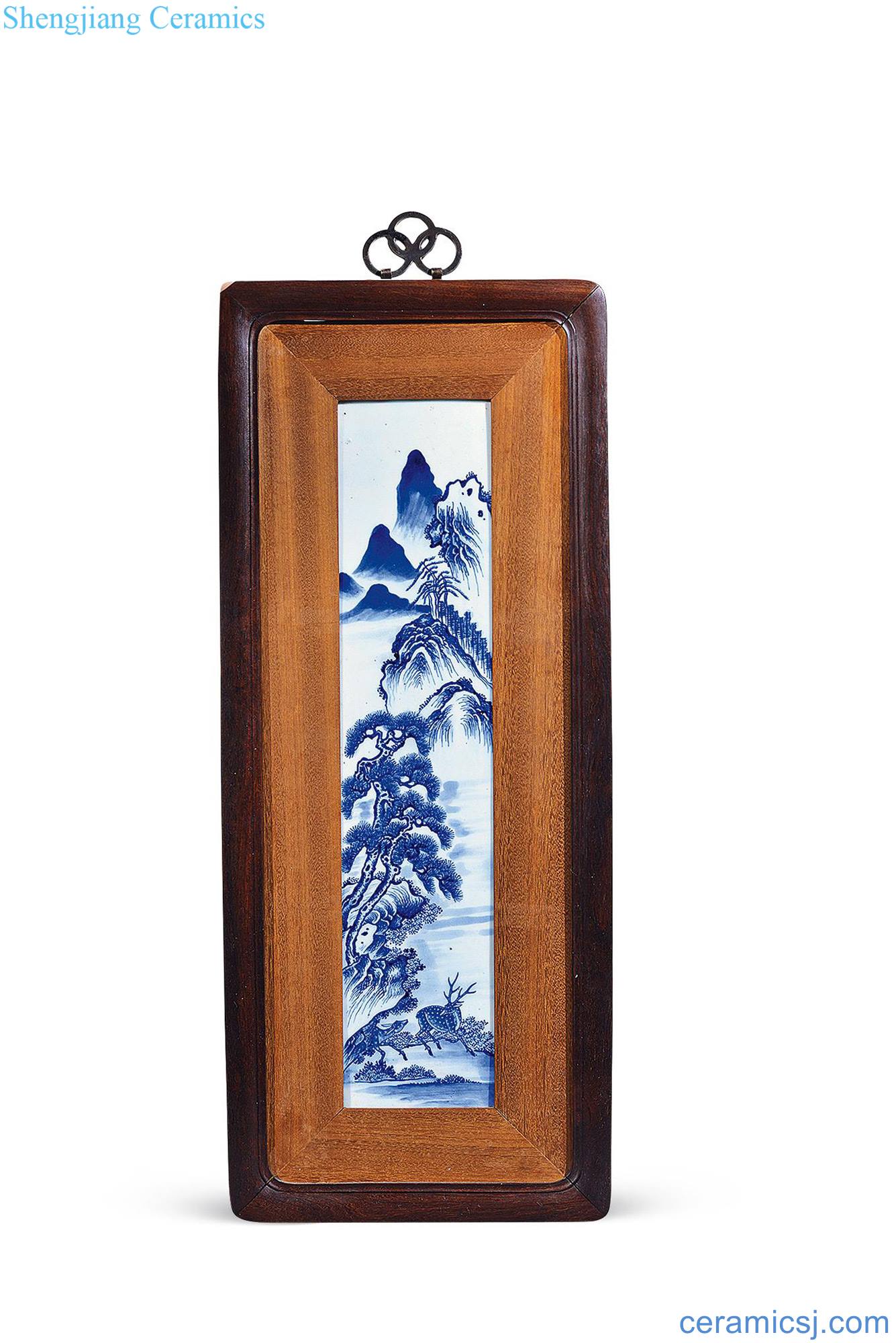 Qing qianlong Blue and white deer hanging panel