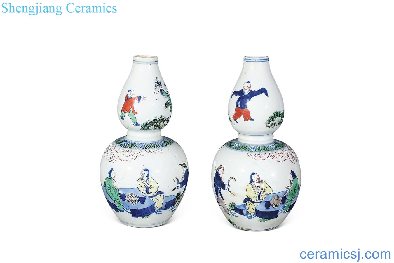 Qing guangxu Blue and white color baby play the gourd bottle (a)
