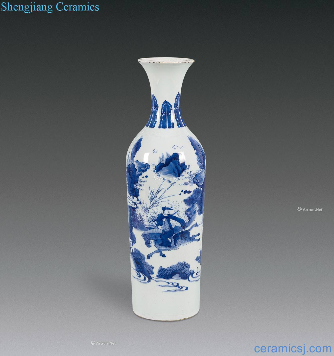 Ming chongzhen Stories of blue and white bottle image leg