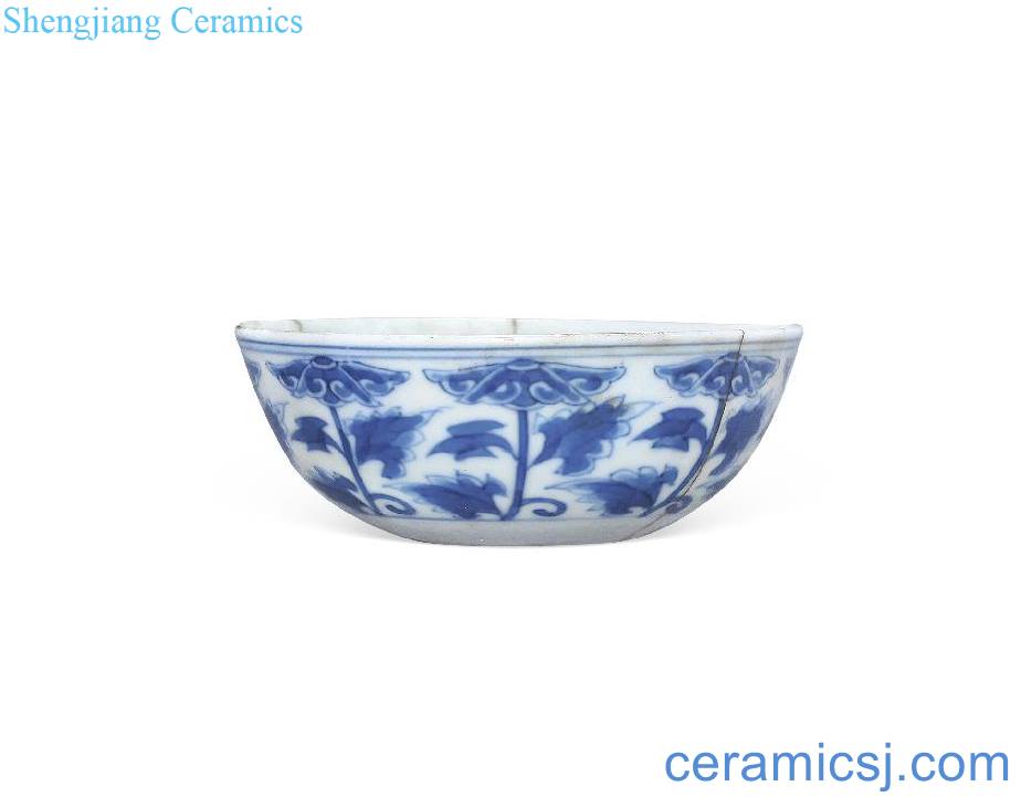 Qing xuantong Blue and white flowers lie the fa cup