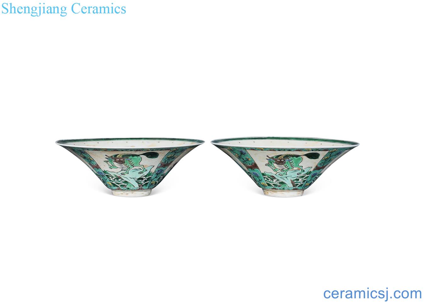 Qing guangxu Colorful medallion benevolent hat to bowl (a)