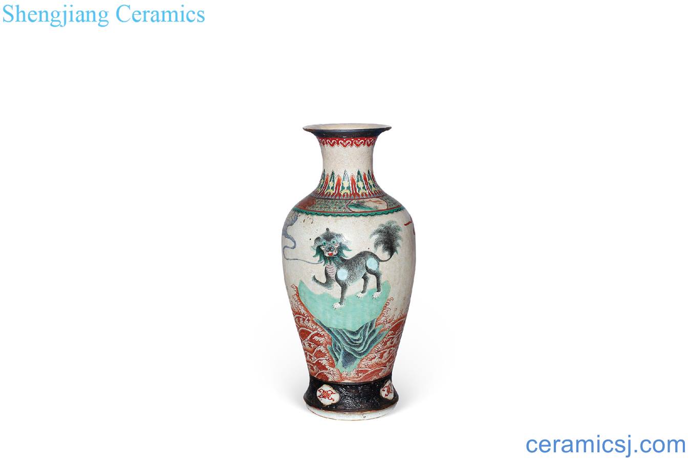 Qing guangxu The elder brother of the glaze colorful benevolent bottles