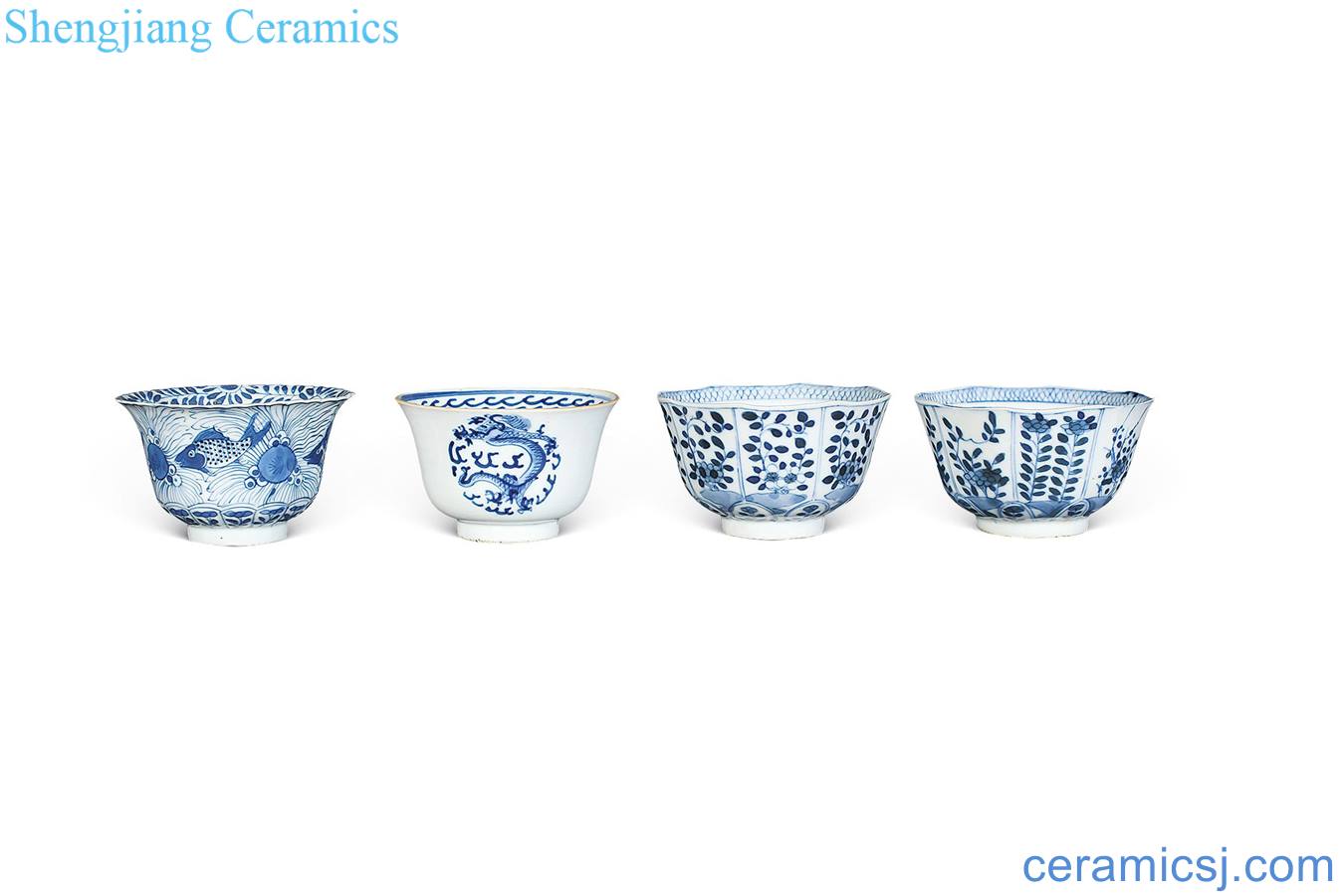 Qing guangxu Blue and white flowers, dragon cup (4)