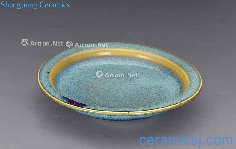 Ming Sky blue glaze masterpieces rose violet spots fold along the plate