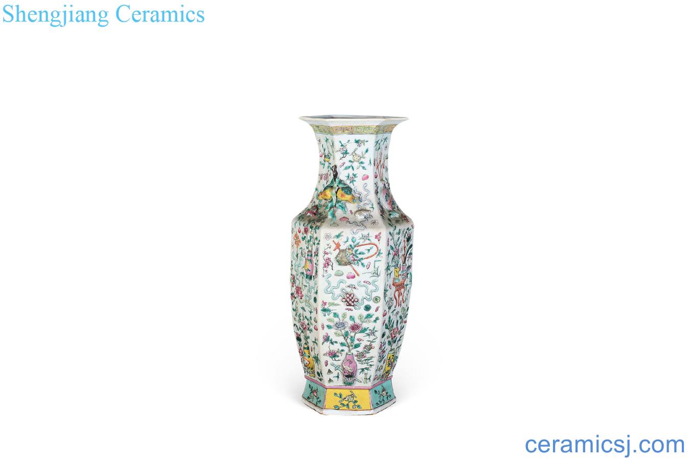 Pastel reign of qing emperor guangxu carved porcelain antique vase