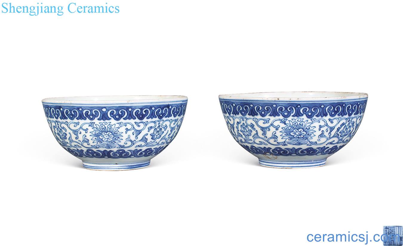 Qing jiaqing Blue and white tie up lotus flower bowl (a)