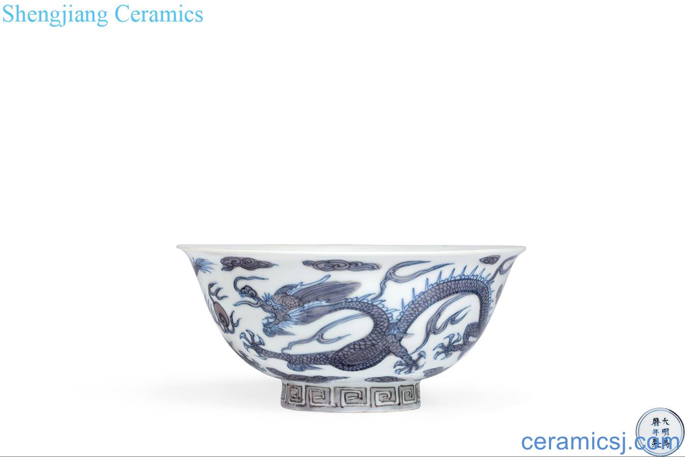 Ming wanli Bucket color purple dragon bowls