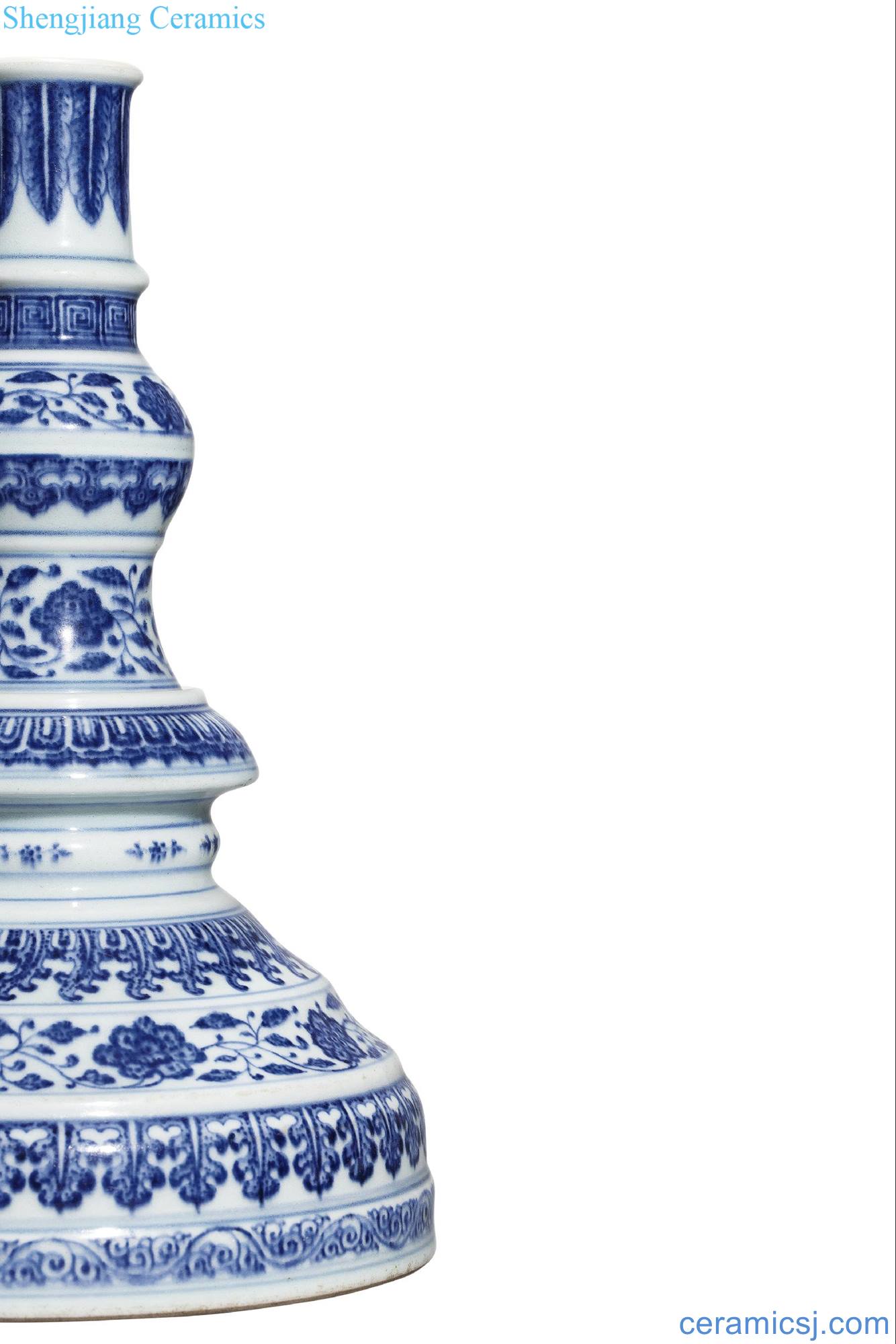 Qing qianlong blue and white candlestick