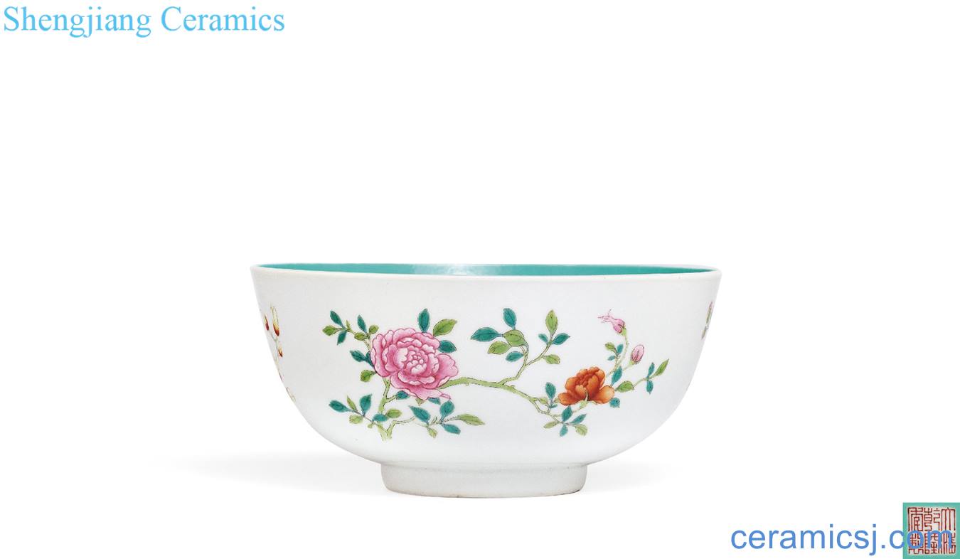 Qing qianlong pastel fold branch flowers big bowl