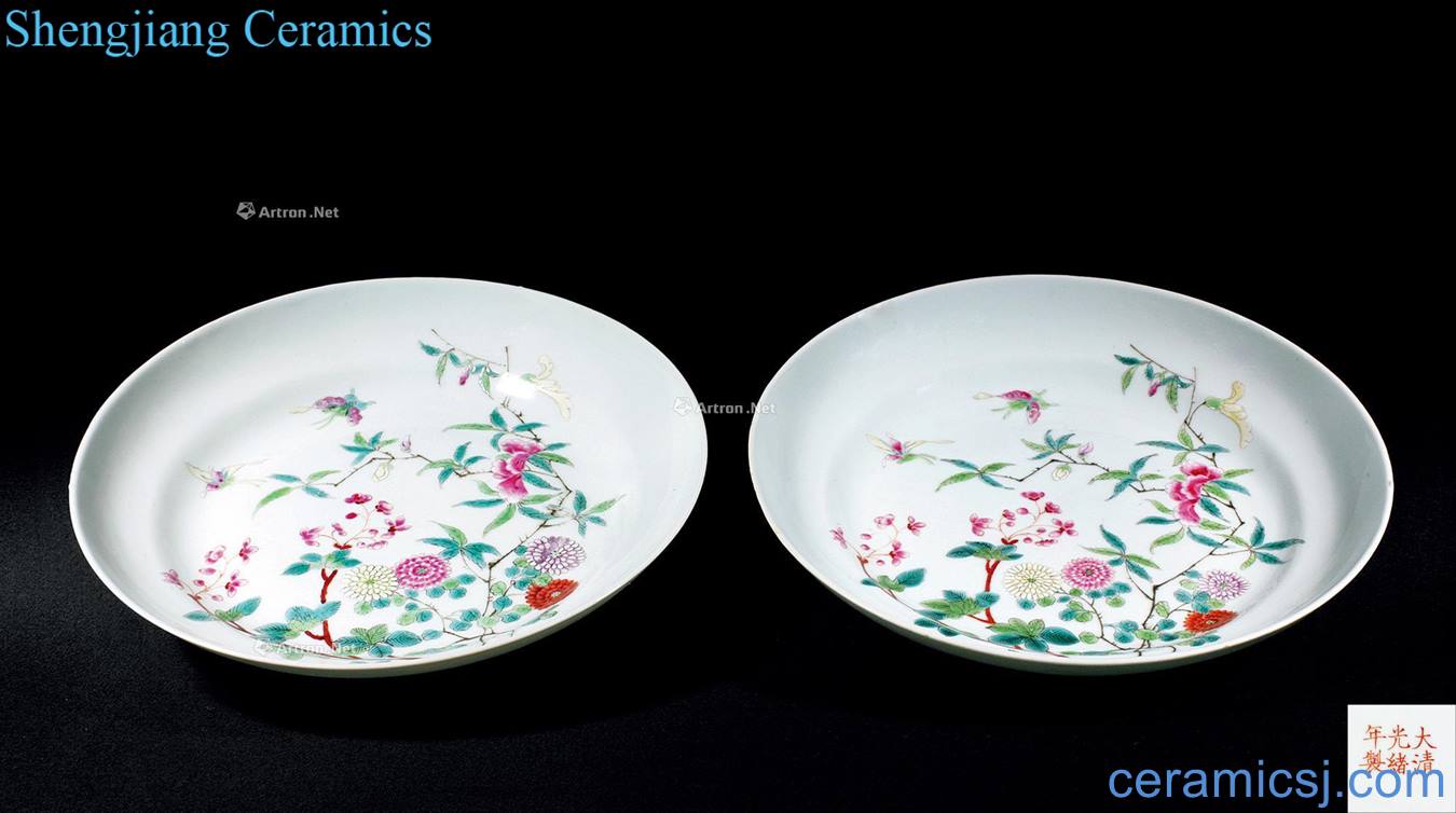 Pastel flowers reign of qing emperor guangxu count plate (a)