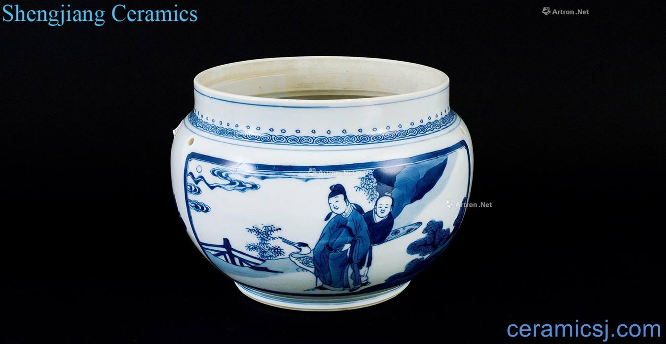 The qing emperor kangxi Blue and white porridge pot