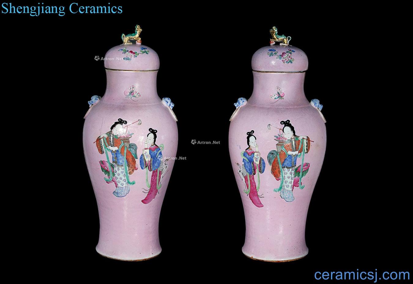 Clear pastel rolling flower character lines bottle (a)