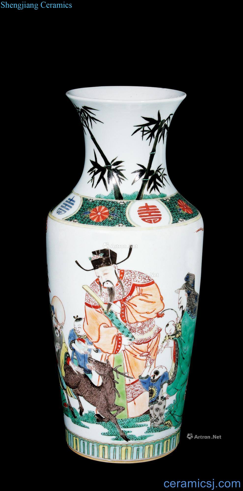 qing Wen vase colorful fu lu shou samsung characters
