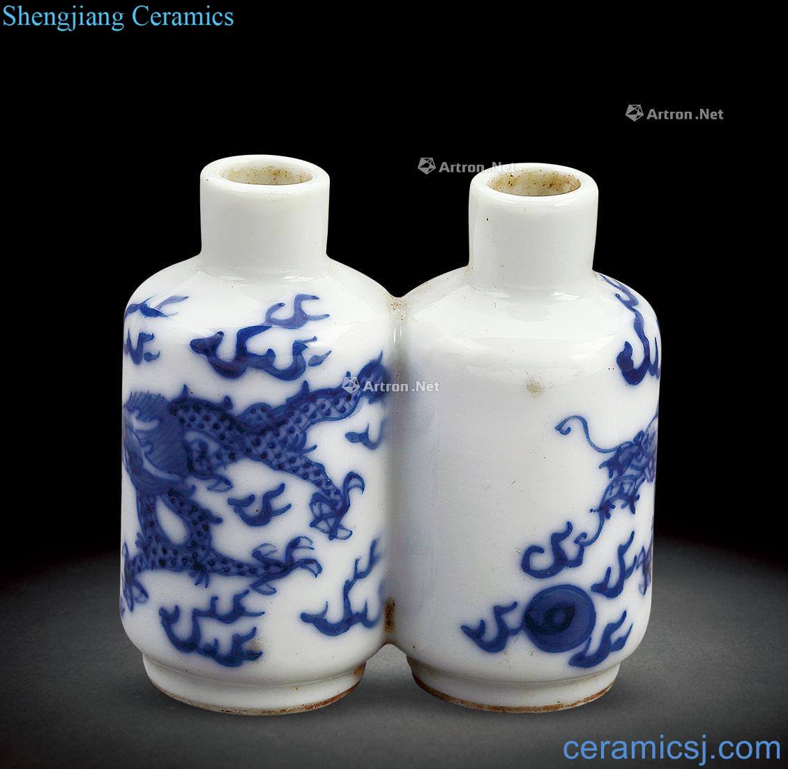 qing Blue and white ssangyong double bottles