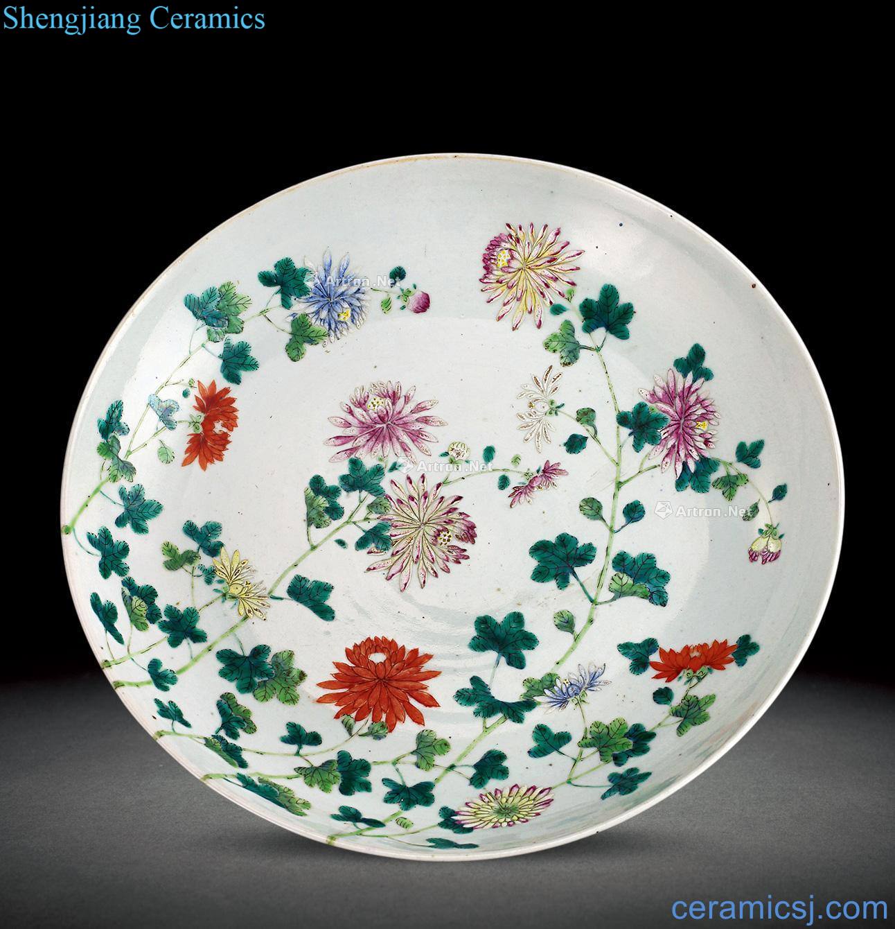 Early qing pastel flowers tray