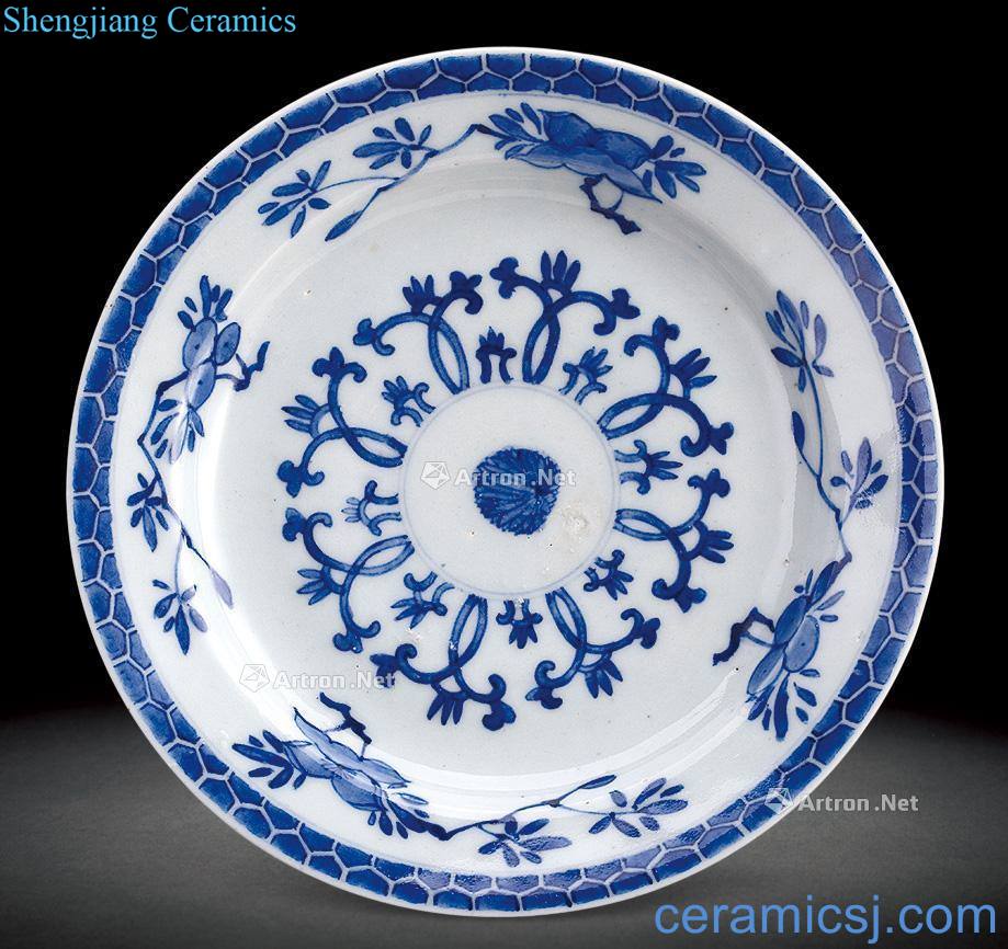 Qing yongzheng blue-and-white sanduo tray