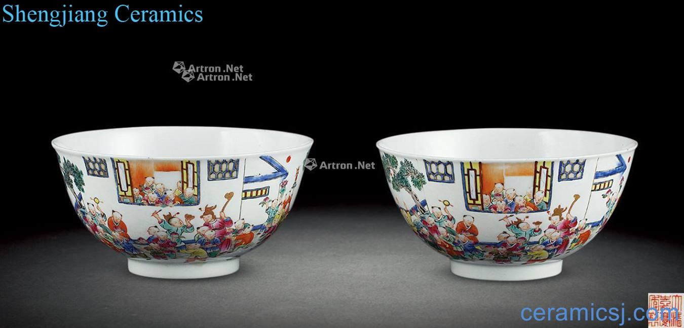 Qing jiaqing enamel paint figure bowl (a) the ancient philosophers