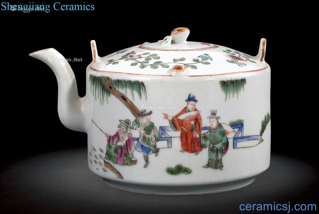 The teapot dajing pastel flowers characters