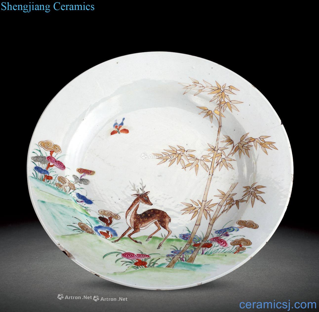 Early qing pastel benevolent ganoderma lucidum tray