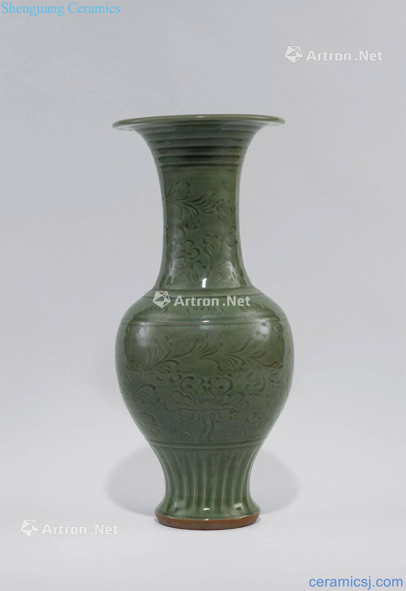 yuan Longquan celadon peony grains bottles of a pair