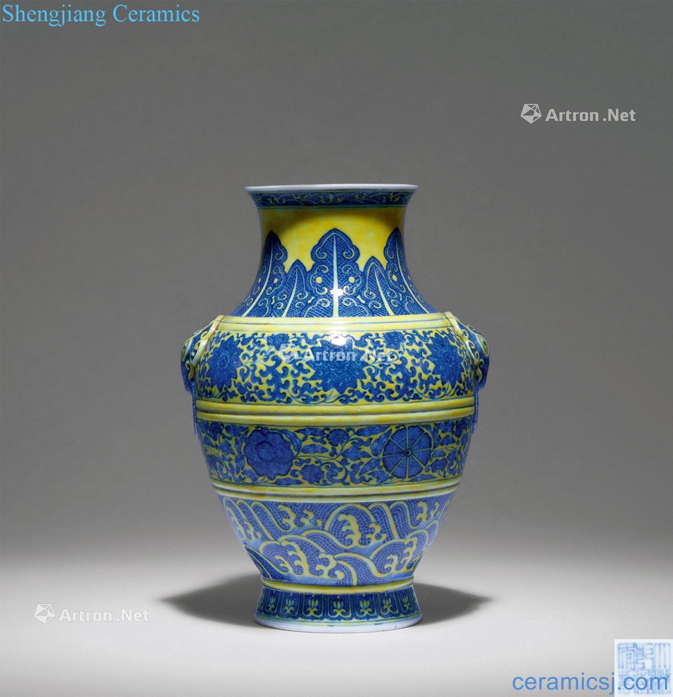 qing Blue and yellow glaze flower tattoo shop first