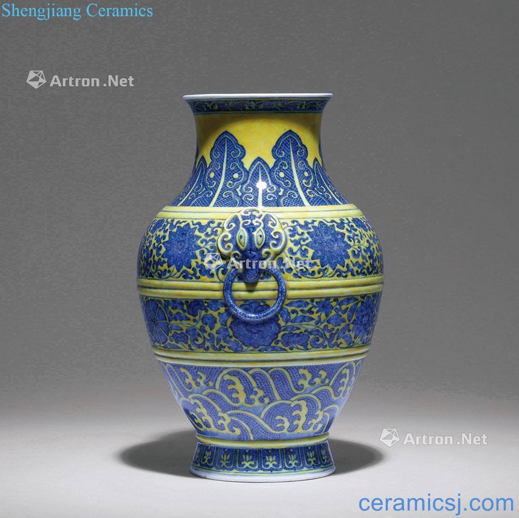 qing Blue and yellow glaze flower tattoo shop first