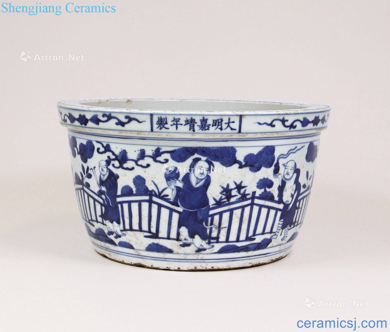 Ming jiajing Blue and white the eight immortals people flower pot