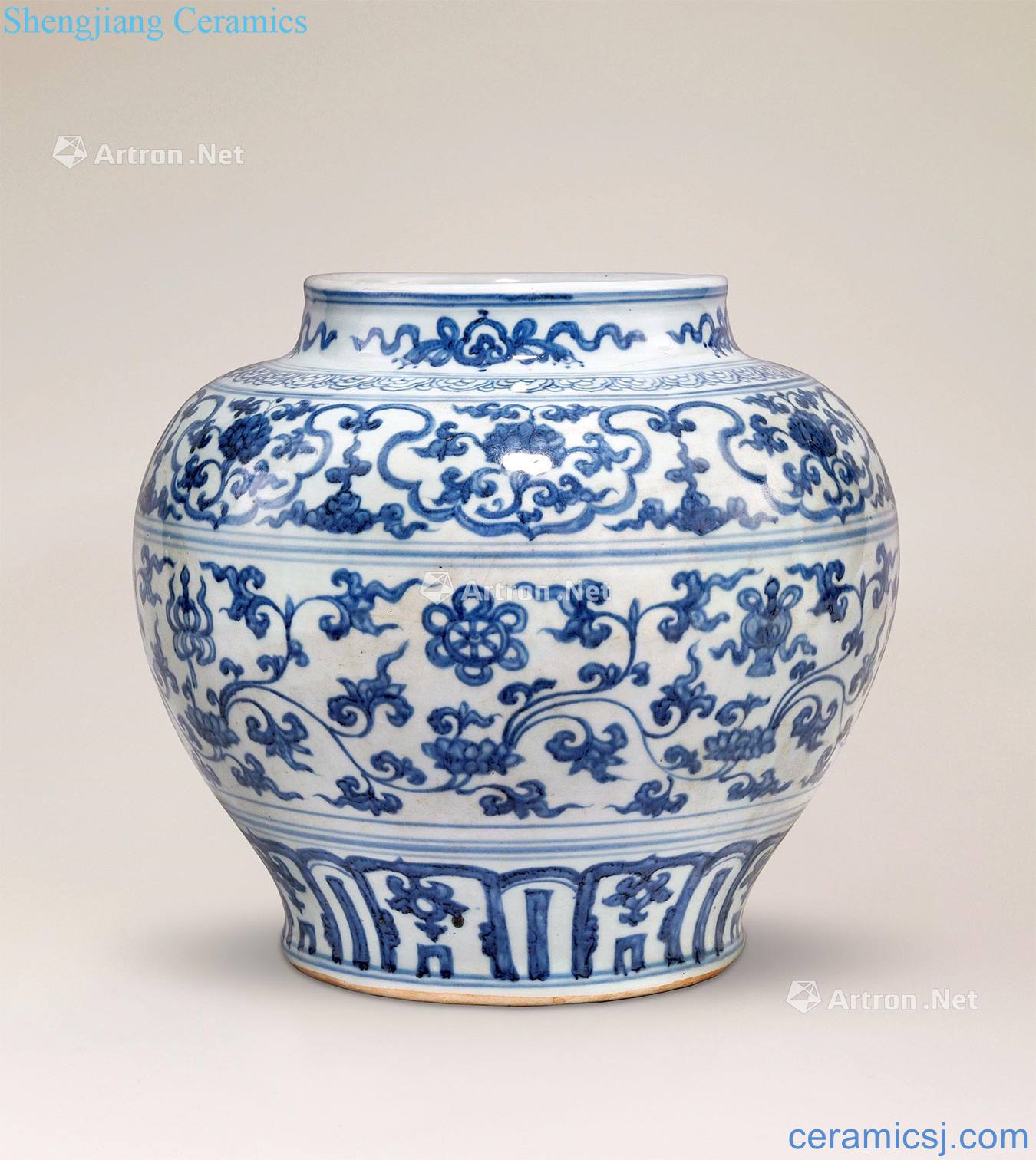 Ming Tang grass six treasure grain porcelain pot