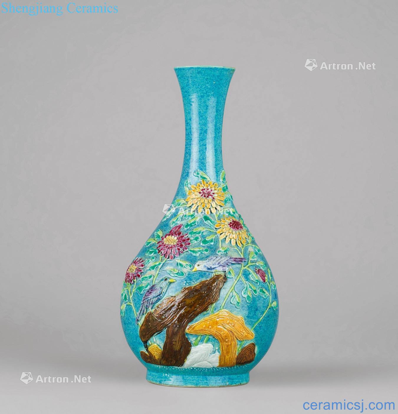 Qing dynasty furnace jun glaze powder enamel okho spring bottle