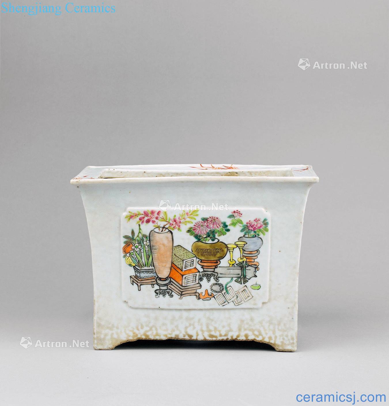 Pastel in qing dynasty antique oblong flower pot