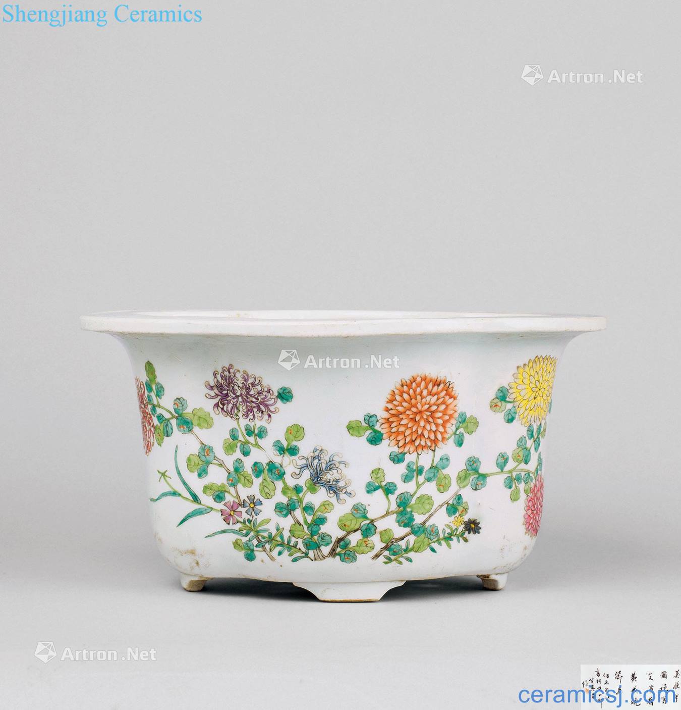 Community pastel flowers xing chang poetry in the qing dynasty grain four flower pot mouth