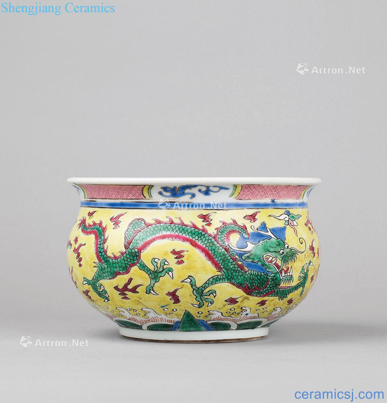 Qing yongzheng to pastel yellow dragon bowl type furnace
