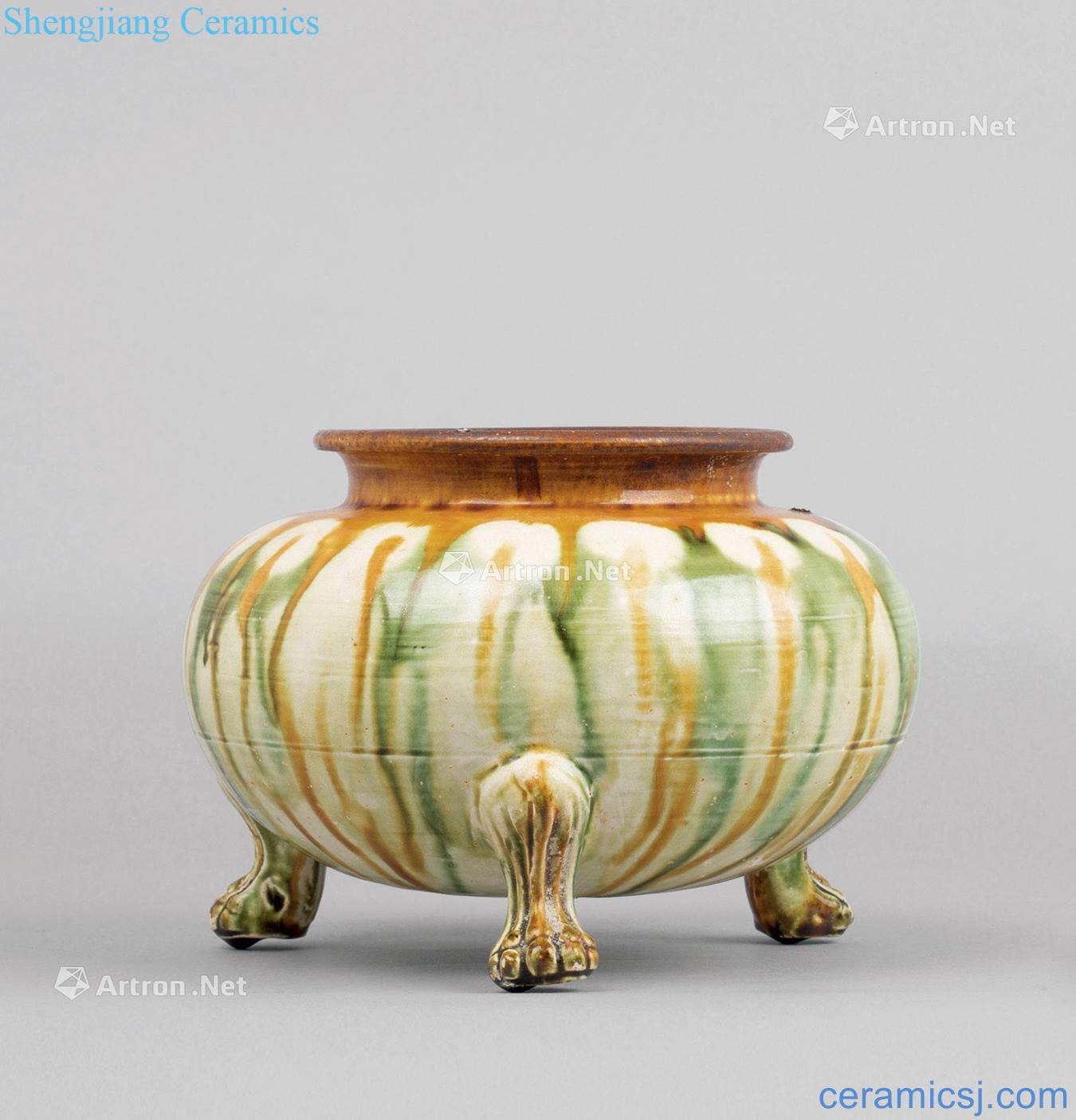 The tang dynasty Three-color three-legged incense burner