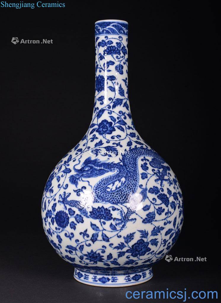 The Qing Dynasty A LARGE BLUE AND WHITE DRAGON VASE