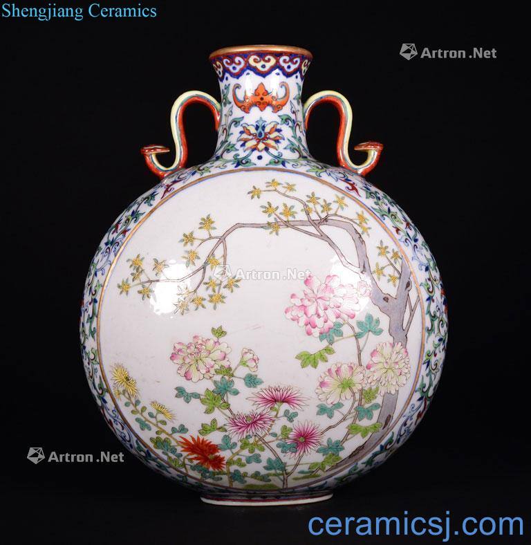 The Qing Dynasty A FAMILLE ROSE - "POEM" MOONFLASK