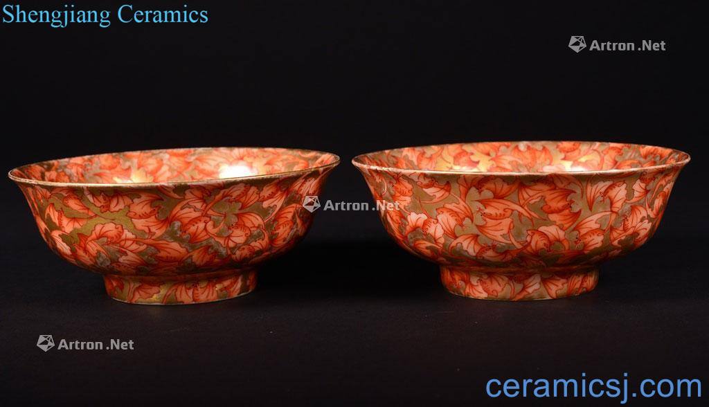 The Qing Dynasty A PAIR OF FAMILLE ROSE - GILT - DECORATED BOWLS
